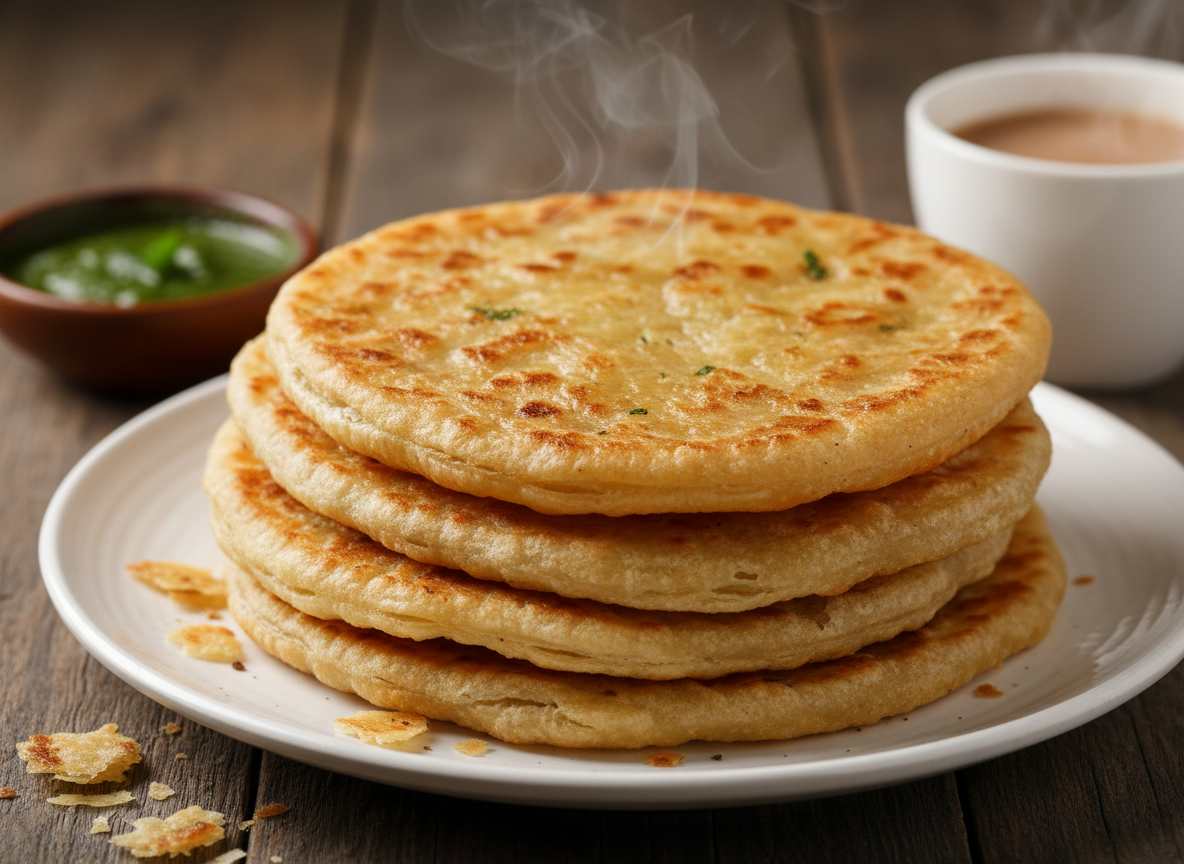 Firefly_Gemini Flash_Puff Paratha (Maida) 365578 Puff Paratha (Maida) - Image 1